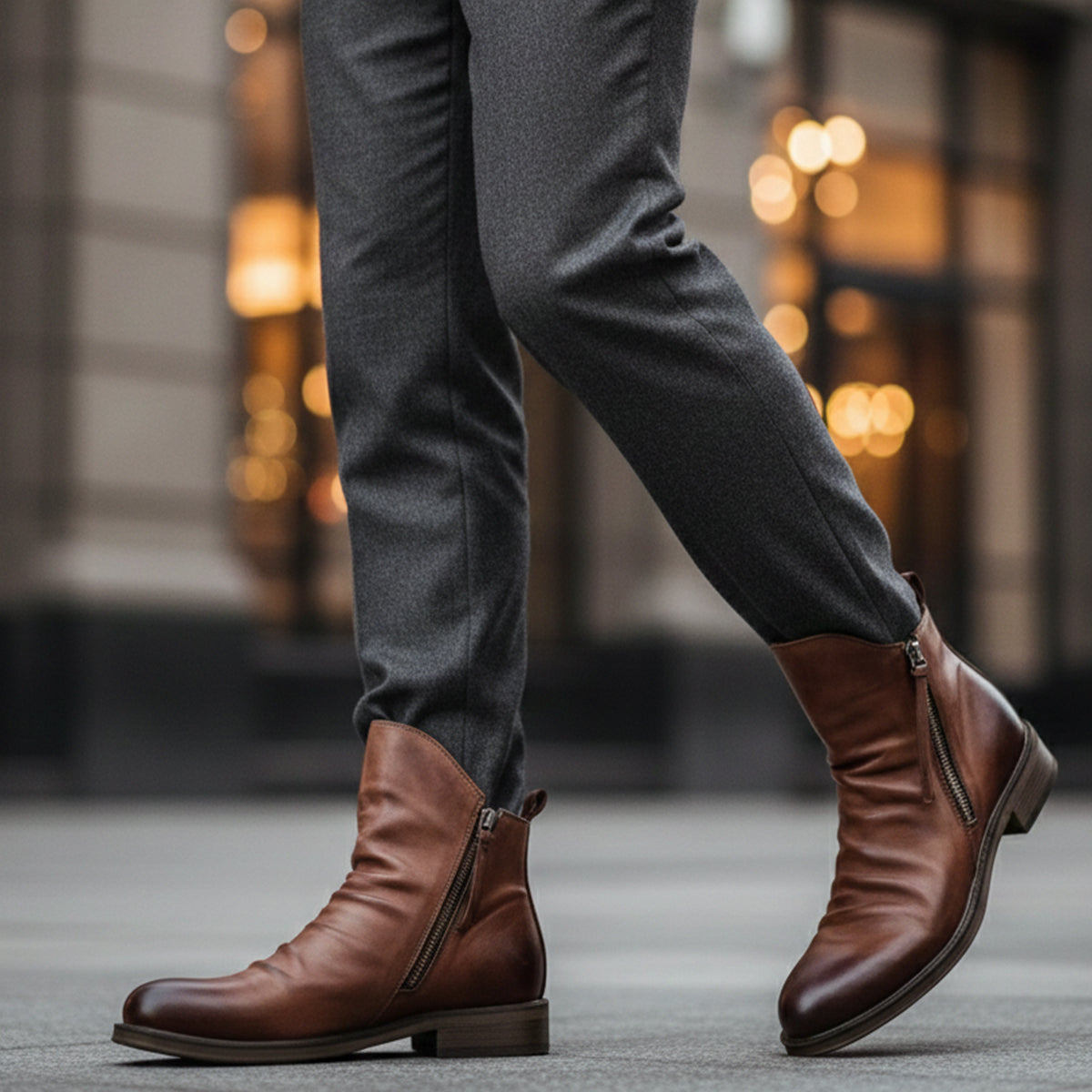 Bram | Men's Leather Chelsea Boot Black Side Zip