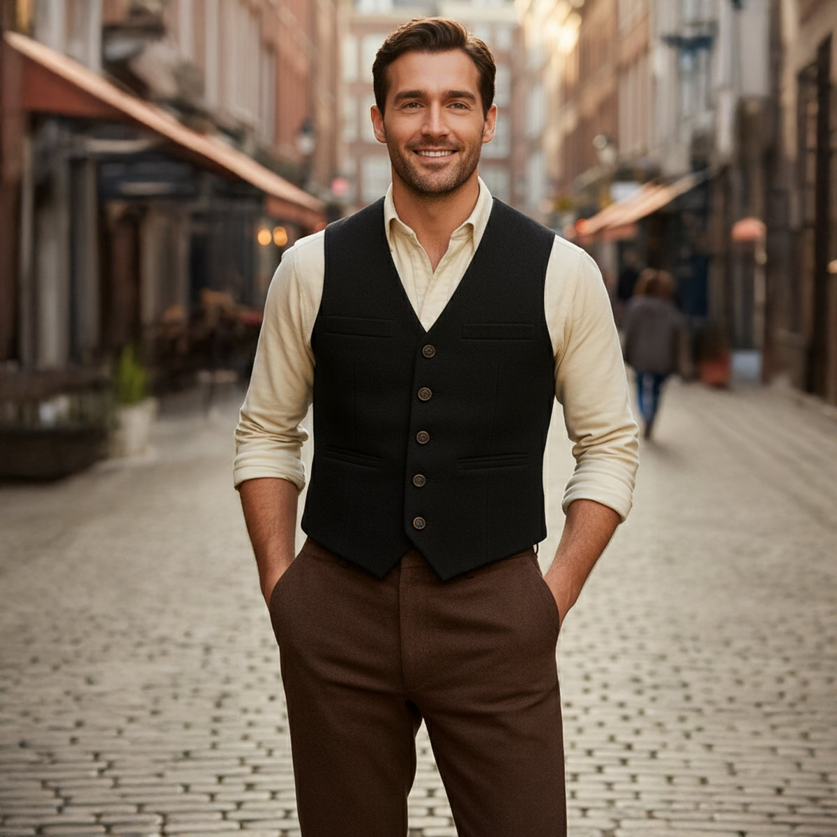 Bram | Men's Sweater Vest Charcoal Gray Button Up