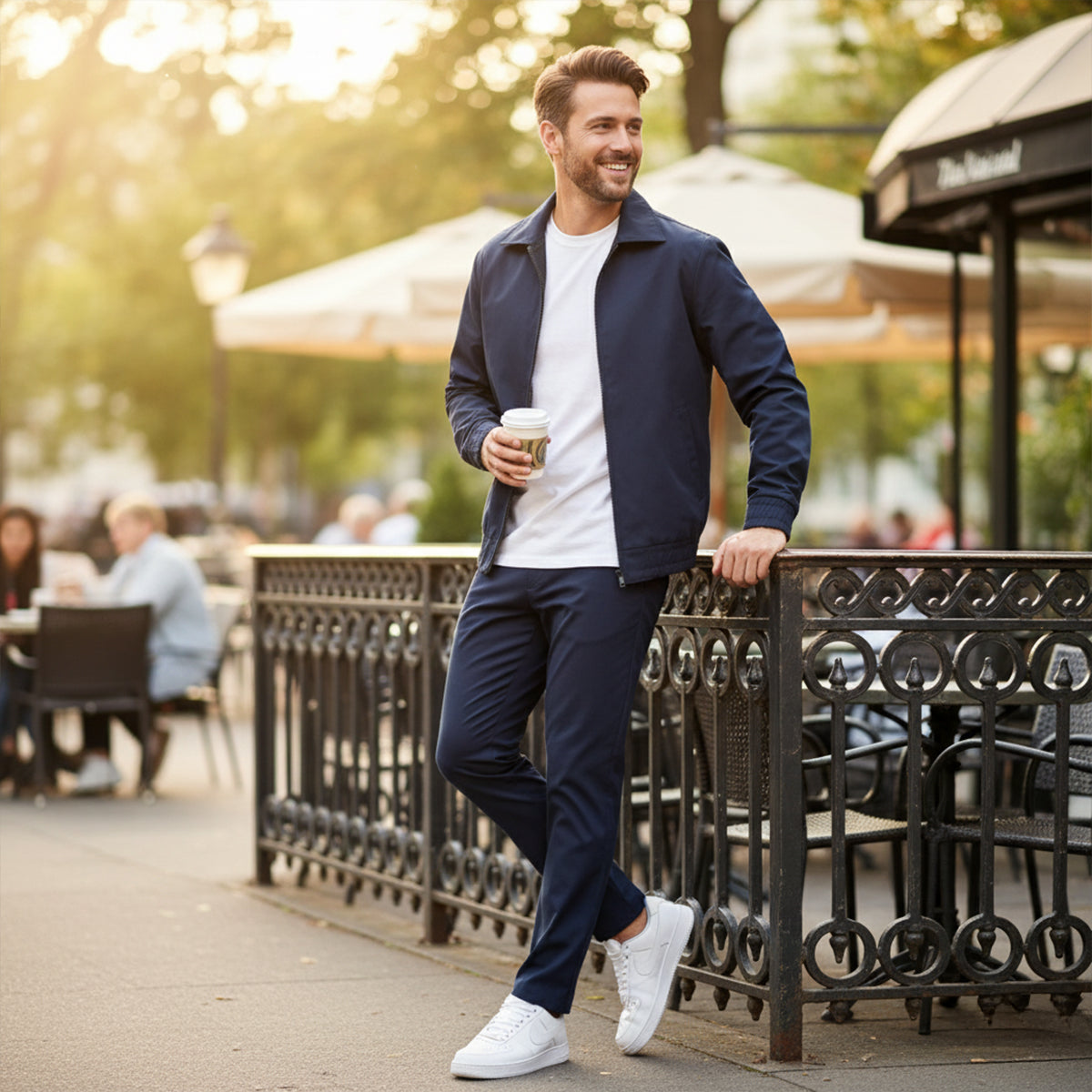 Vance | Men's Tracksuit Navy Lightweight Cotton Zip Up Jacket Pants