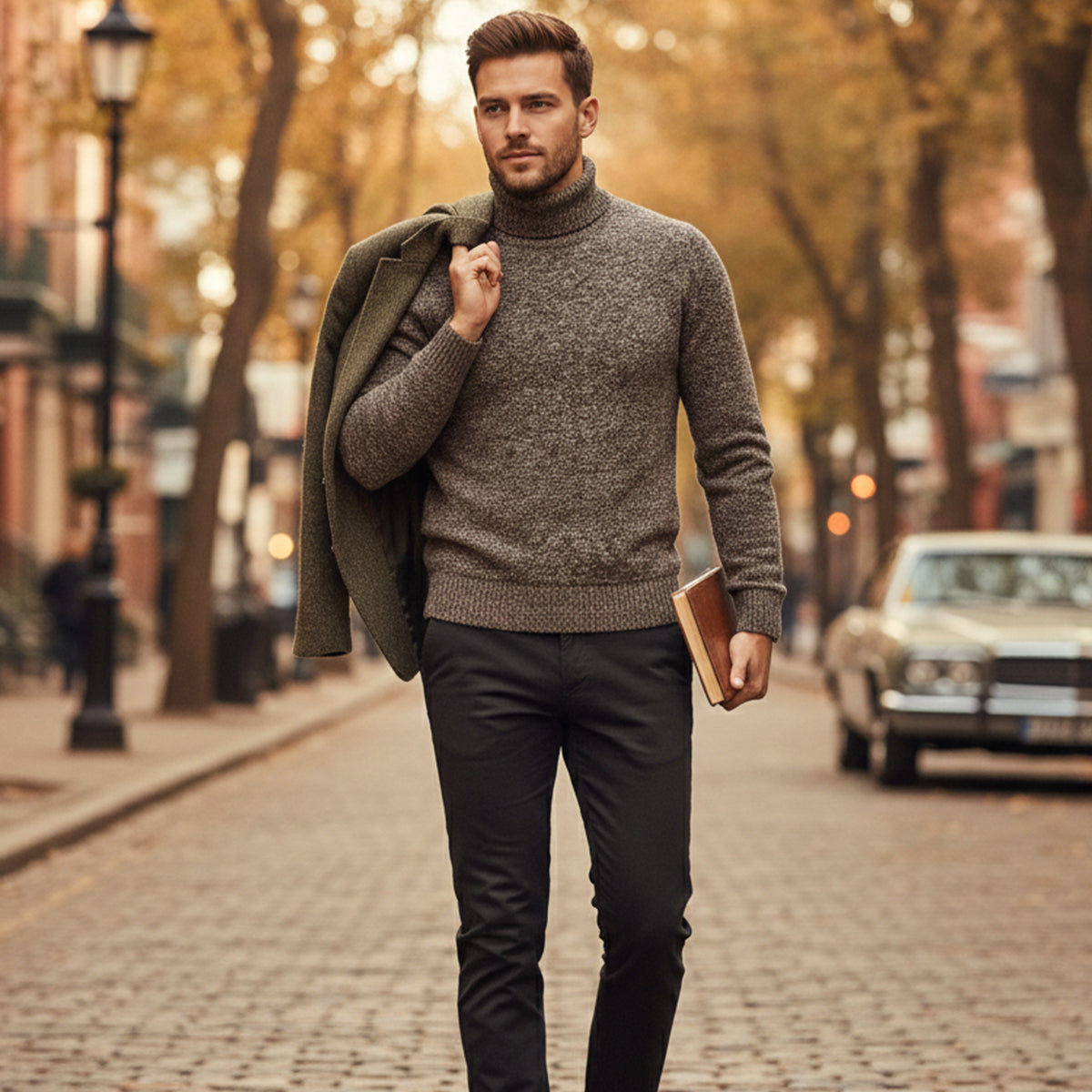 Bram | Men's Turtleneck Sweater Gray Merino Wool