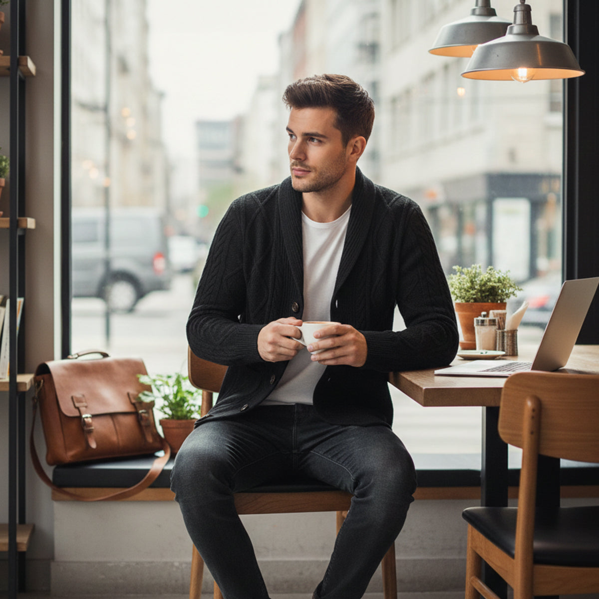 Bram | Men's Shawl Collar Cardigan Gray Cashmere Wool Blend