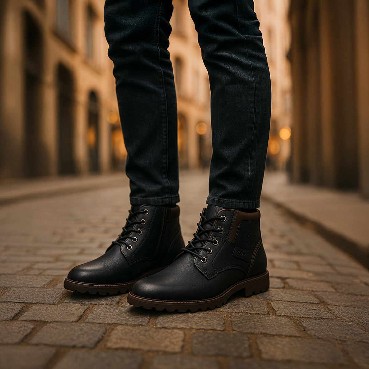 Axel | Men's Leather Combat Boots Brown Lace Up