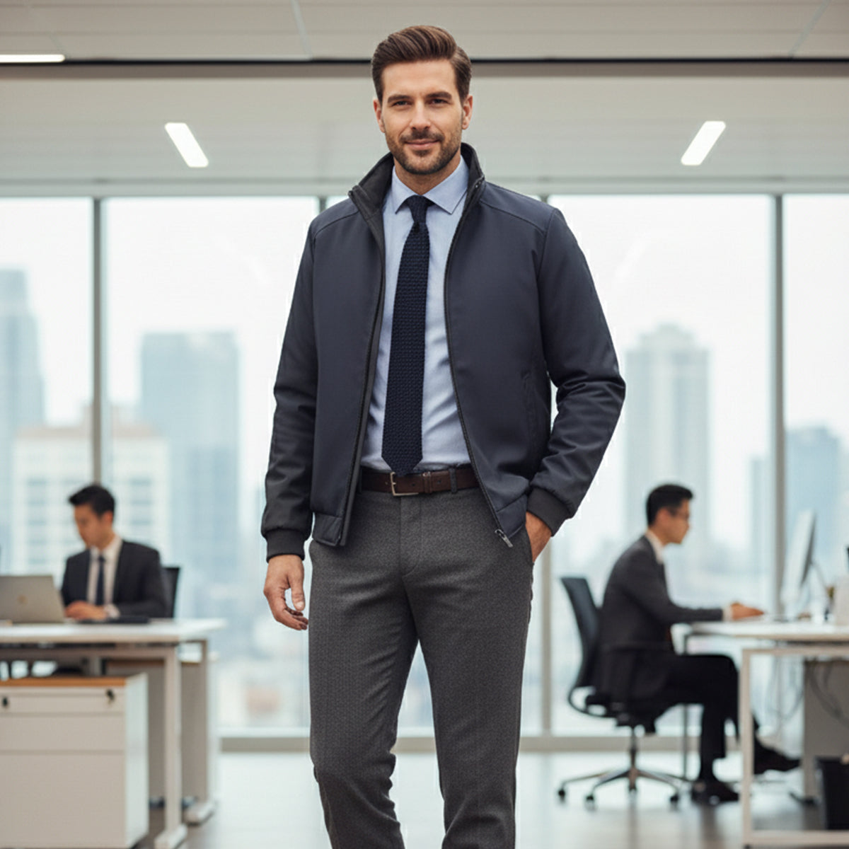 Vance | Men's Fleece Lined Winter Jacket Navy Waterproof