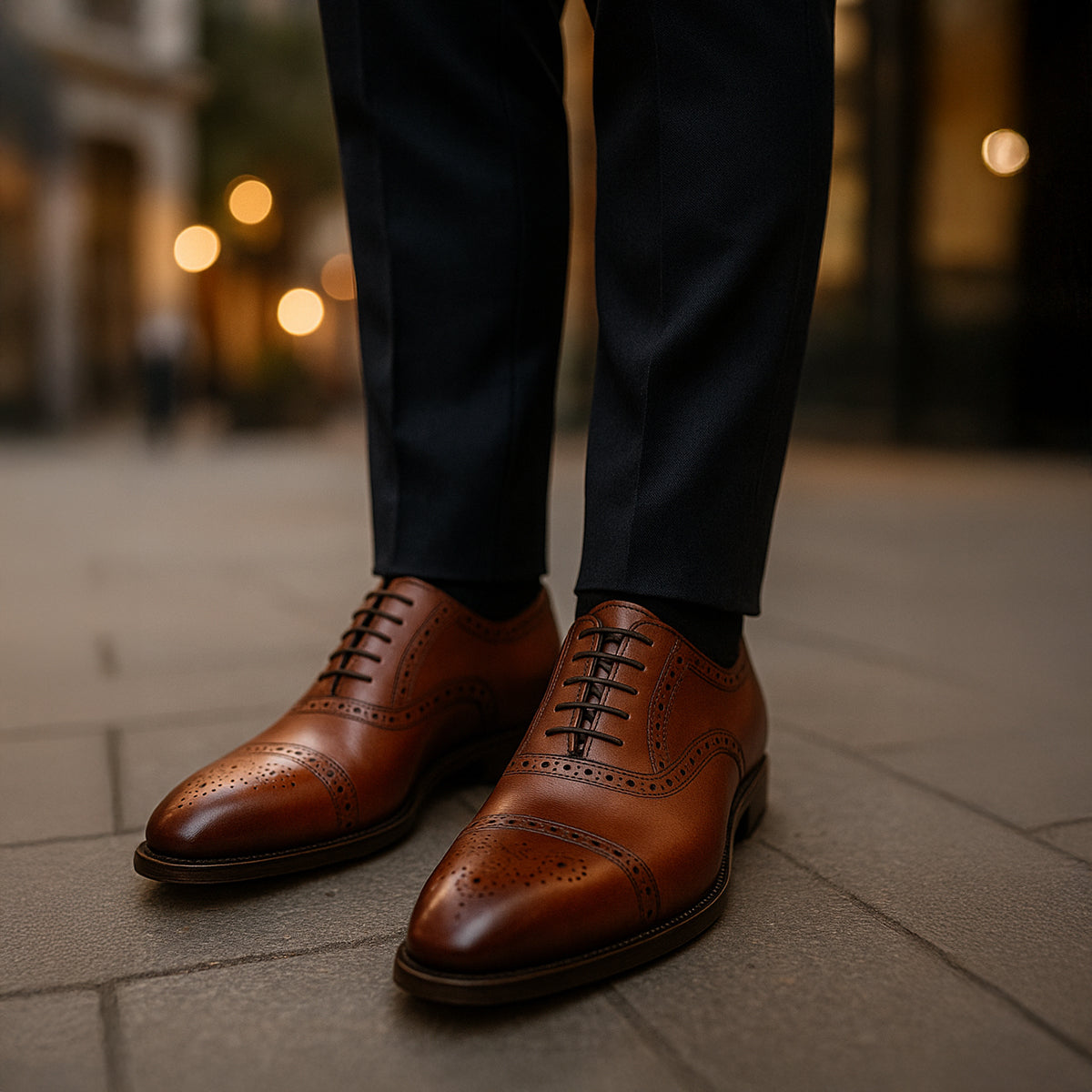 Luca | Men's Brown Leather Oxford Brogue Dress Shoes