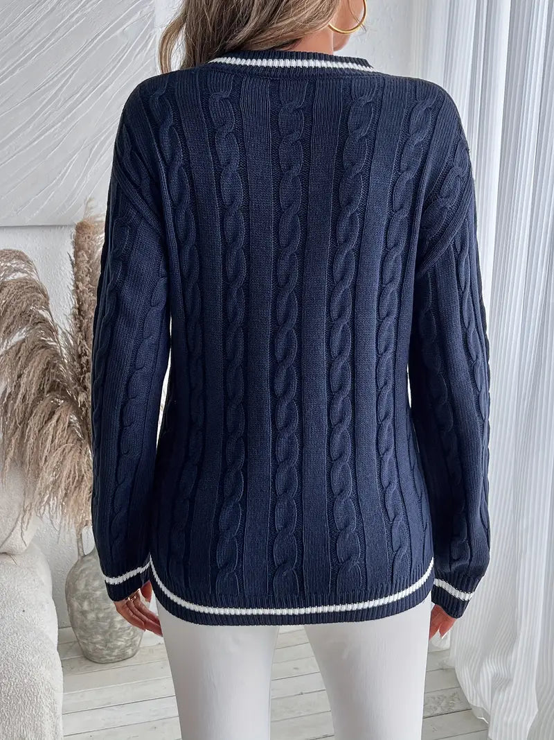 Dama Washington Bernadette v-neck cable knit sweater - view 5
