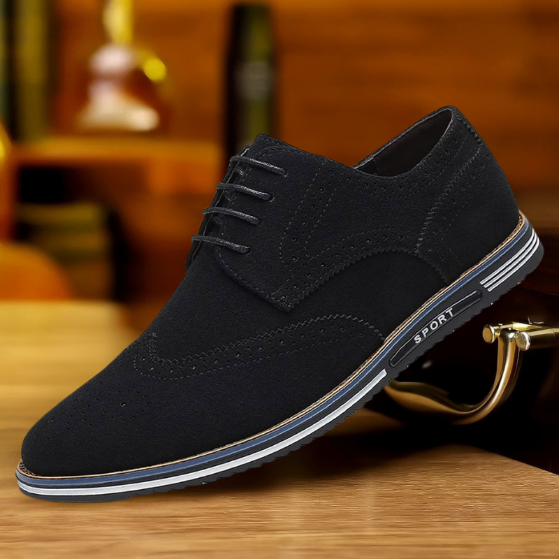 Axel | Men's Wingtip Oxford Shoes Black Suede