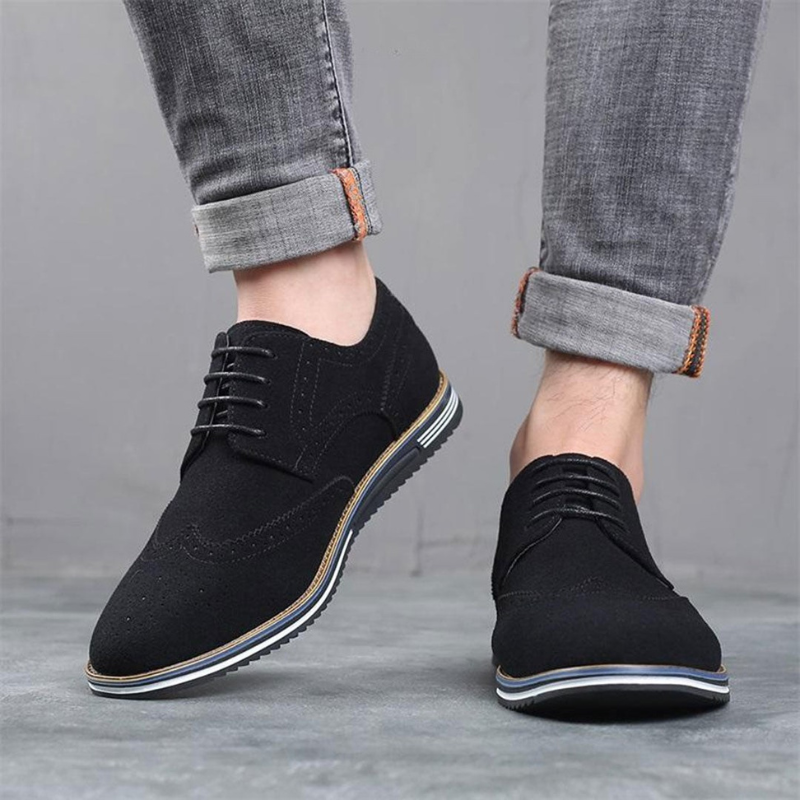 Axel | Men's Wingtip Oxford Shoes Black Suede