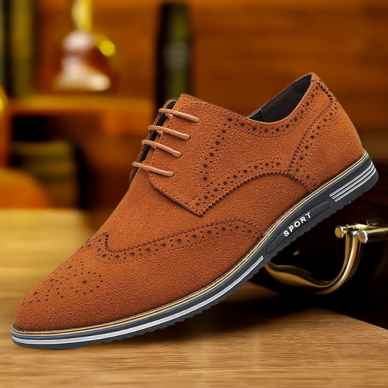 Axel | Men's Wingtip Oxford Shoes Black Suede
