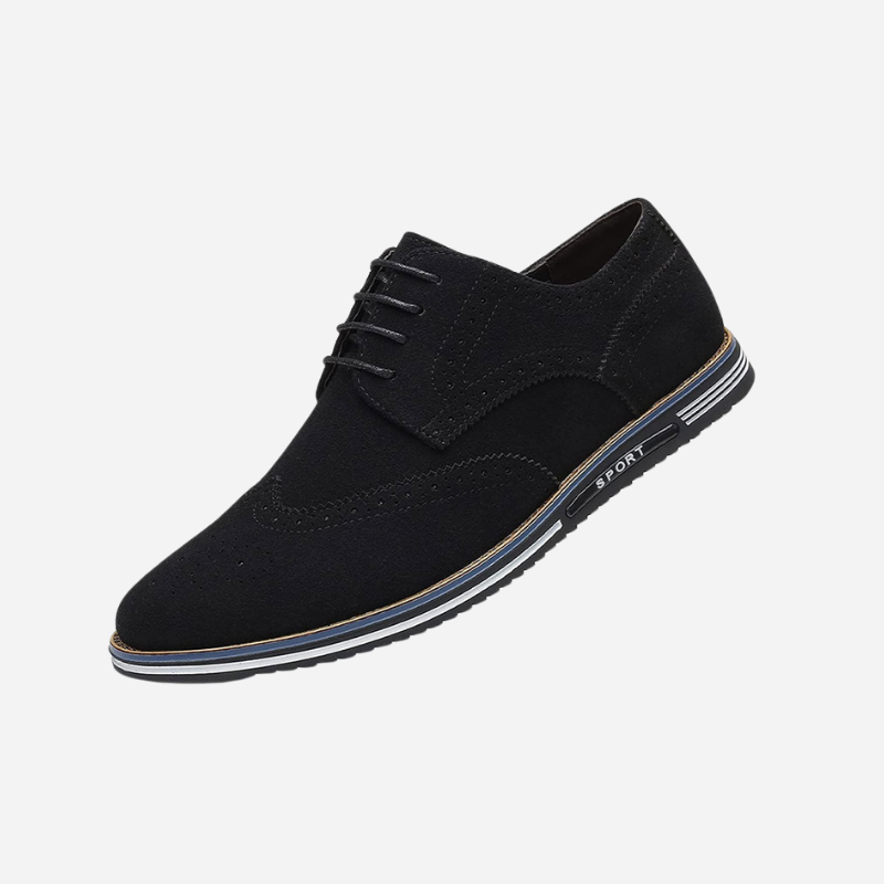 Axel | Men's Wingtip Oxford Shoes Black Suede