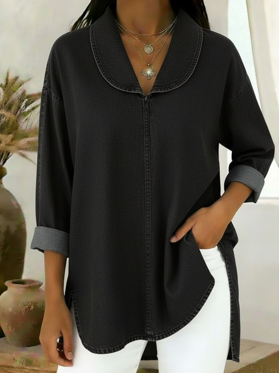 Demi | Women's Oversized Tunic Top Camel Long Sleeve