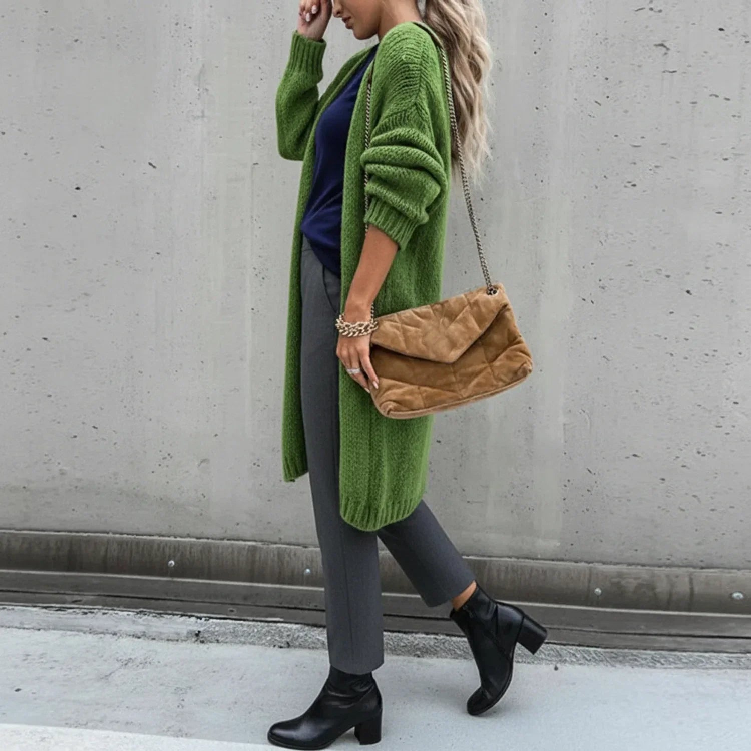 Margot | Women's Oversized Long Cardigan Cream Knit Open Front