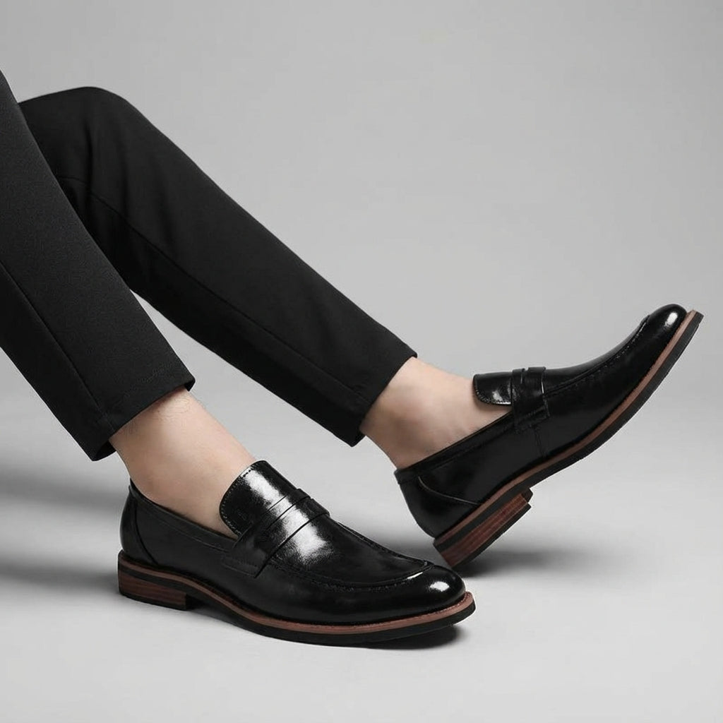 Rowan | Men's Leather Penny Loafer Brown Slip On Shoes