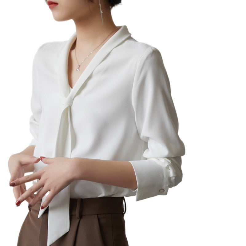 Vera | Women's Tie Front Blouse Long Sleeve White
