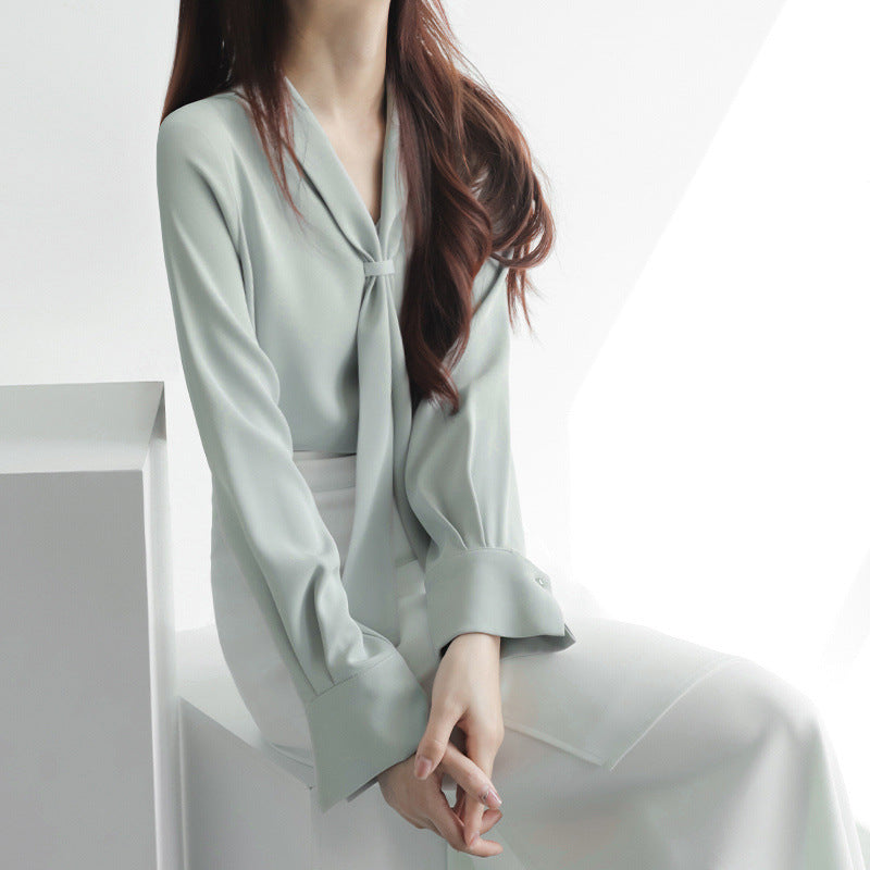 Vera | Women's Tie Front Blouse Long Sleeve White
