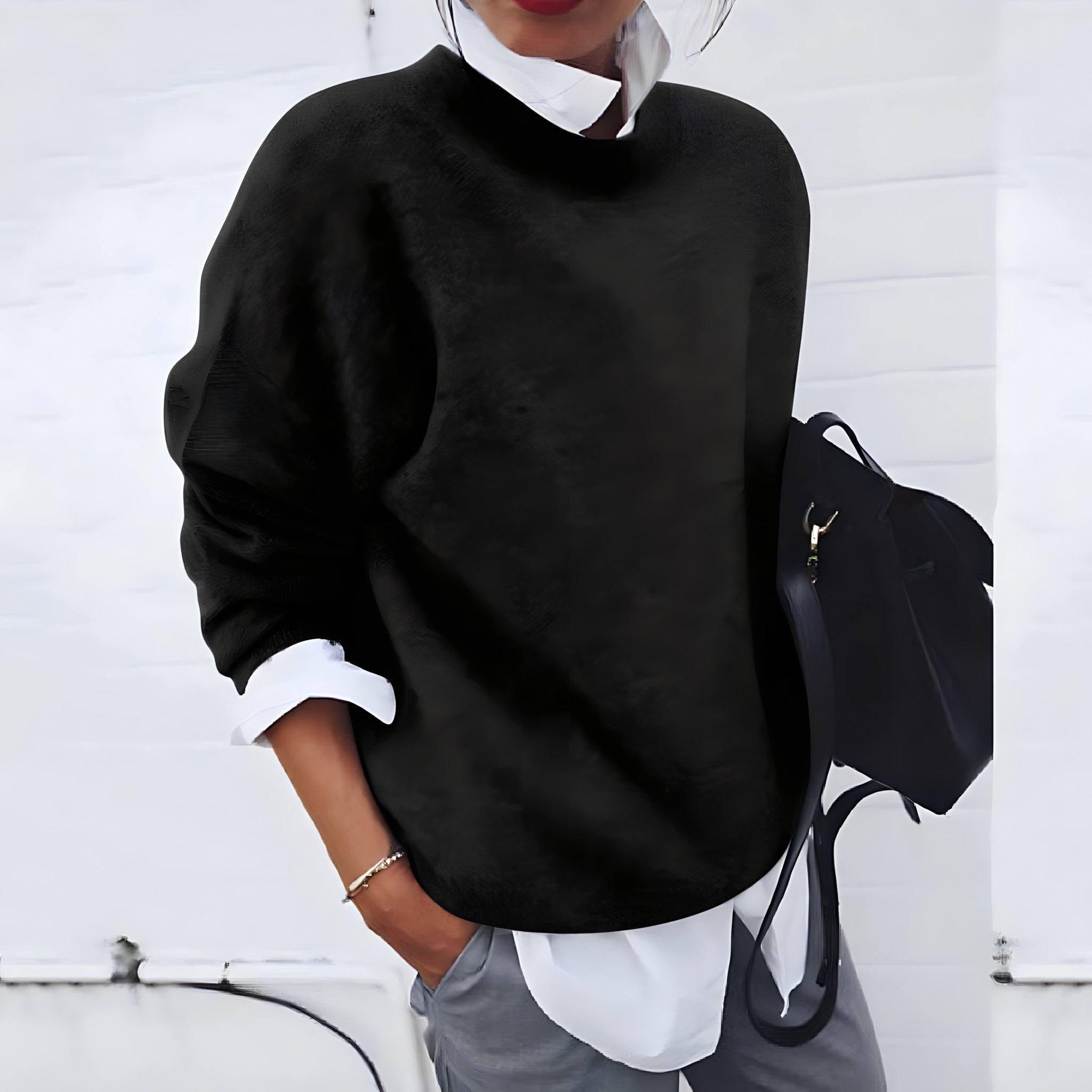 Ada | Women's Oversized Crew Neck Sweater Light Blue Knit