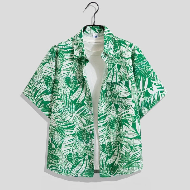 Axel | Men's Hawaiian Shirt Navy Floral White Orange