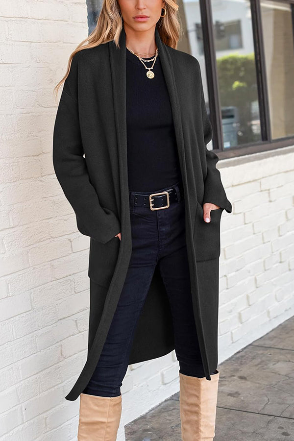 Ines | Women's Oversized Cardigan Black Long Sleeve Knit