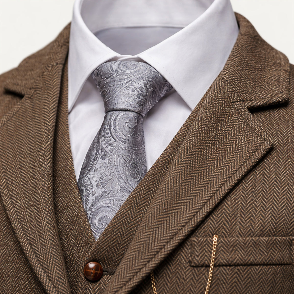 Knox | Men's Suit Vest Gray Double Breasted With Chain