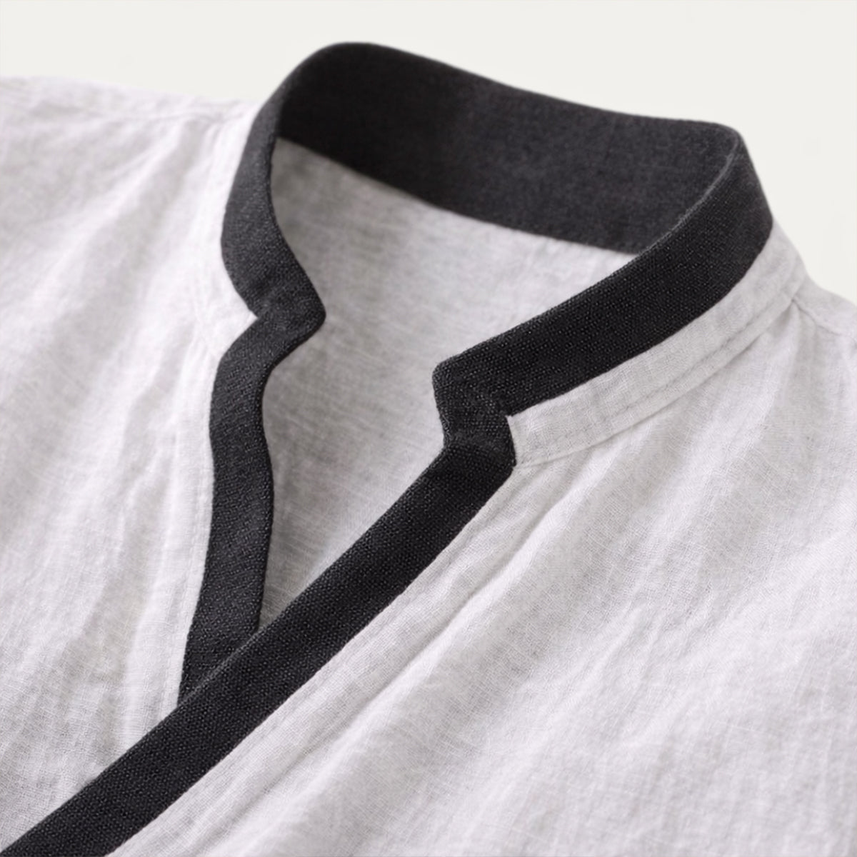 Beau | Men's Lightweight V Neck Cardigan Cream Black Trim