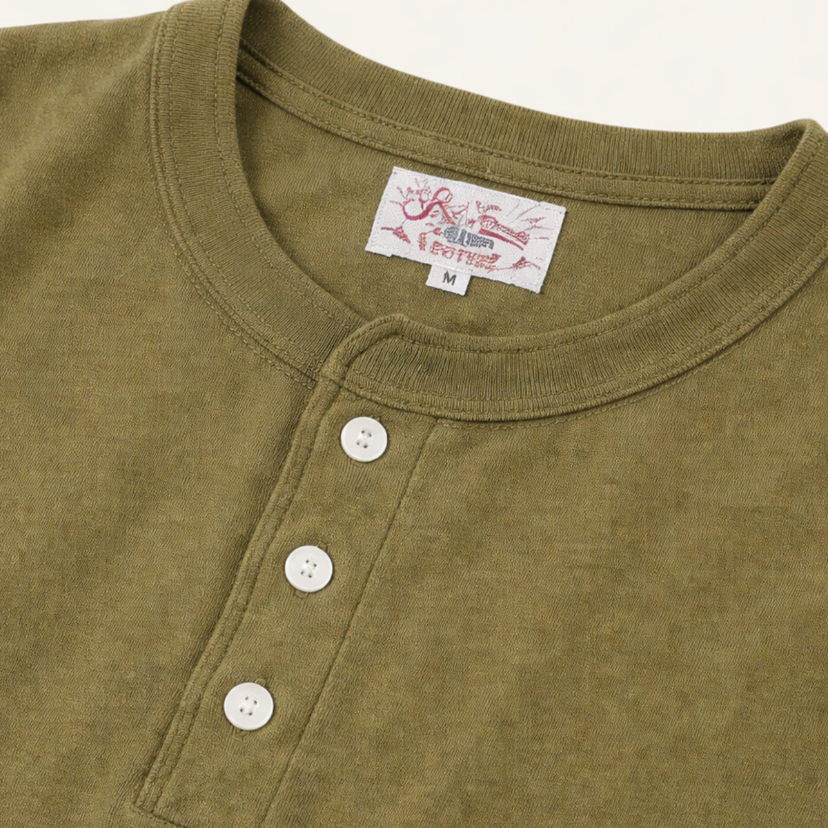 Ash | Men's Henley Shirt Olive Long Sleeve Casual