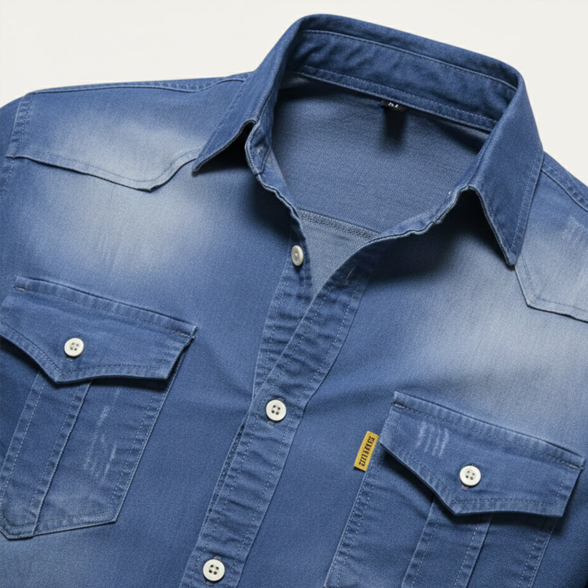 Bram | Men's Denim Shirt Light Blue Long Sleeve Button Up