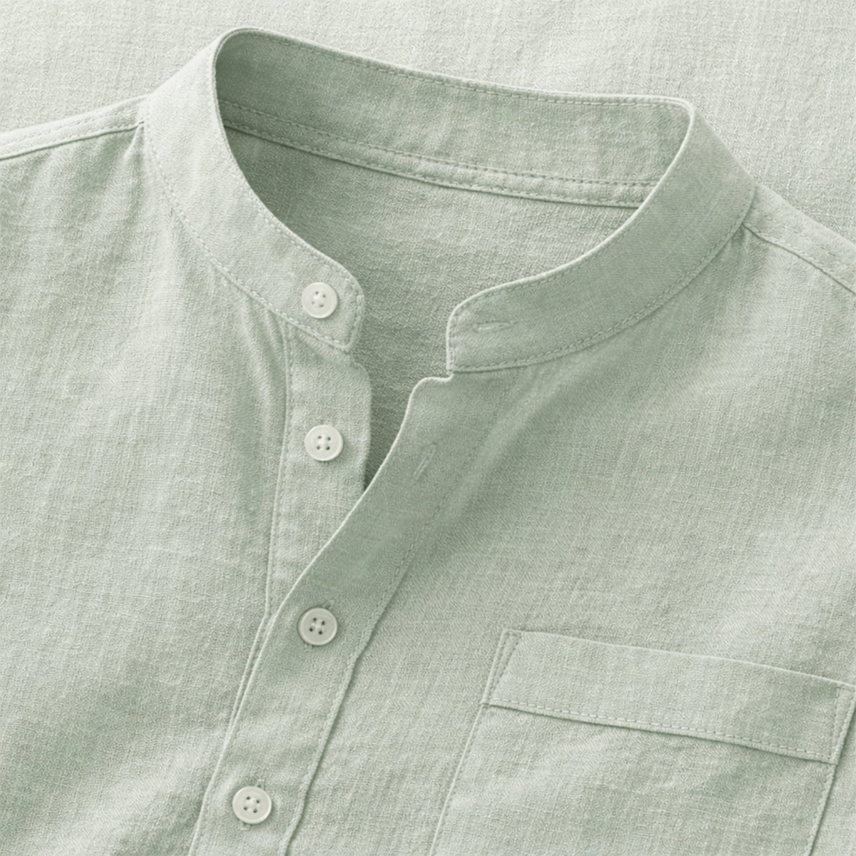 Ivo | Men's Linen Henley Shirt Light Green Short Sleeve