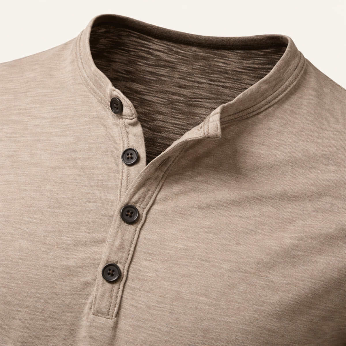 Sage | Men's Henley Shirt Cream Short Sleeve
