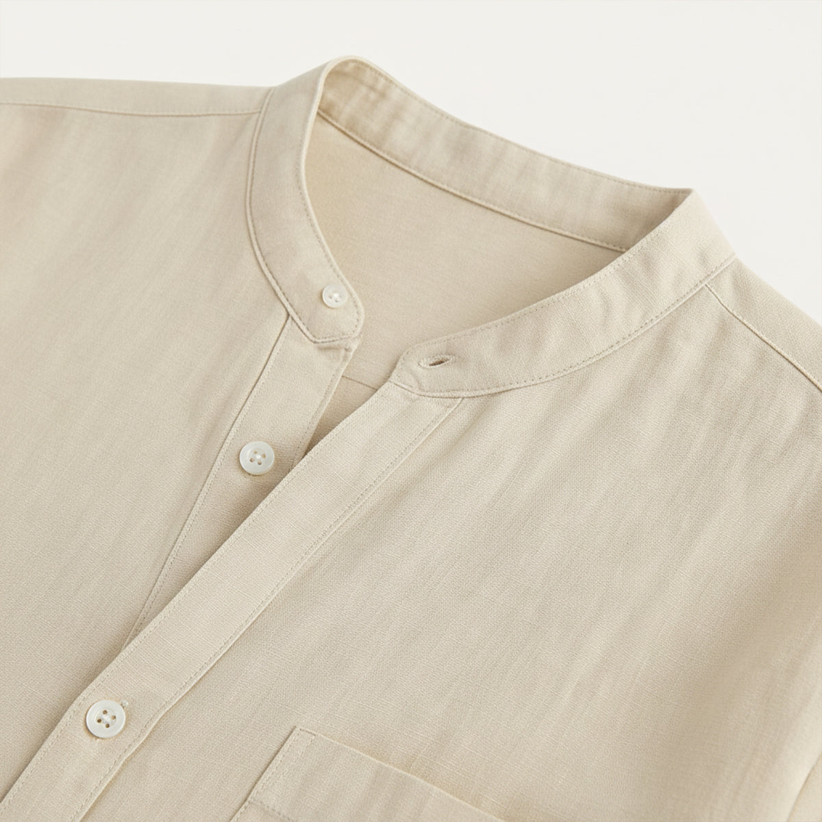 Bram | Men's Linen Shirt Cream Long Sleeve Button Up