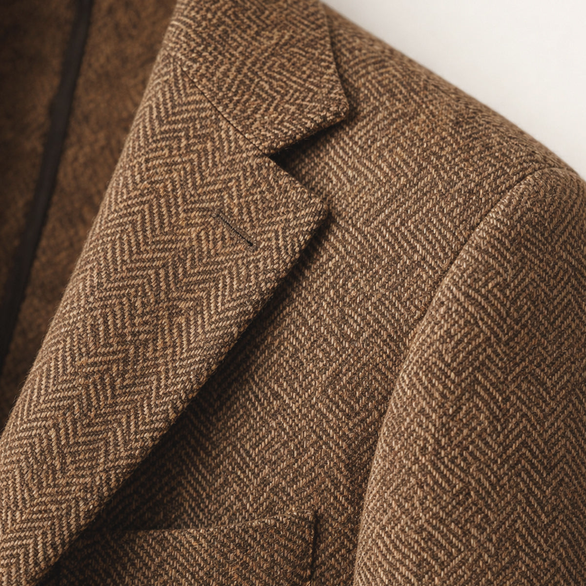 Beau | Men's Tweed Blazer Brown Herringbone Single Breasted