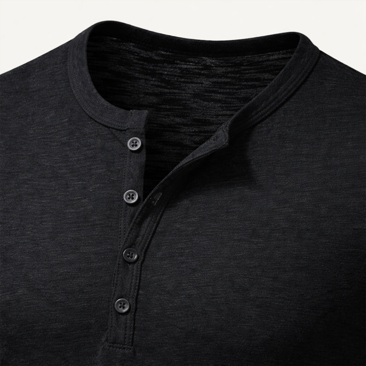 Axel | Men's Henley Shirt Black Long Sleeve Button Neck