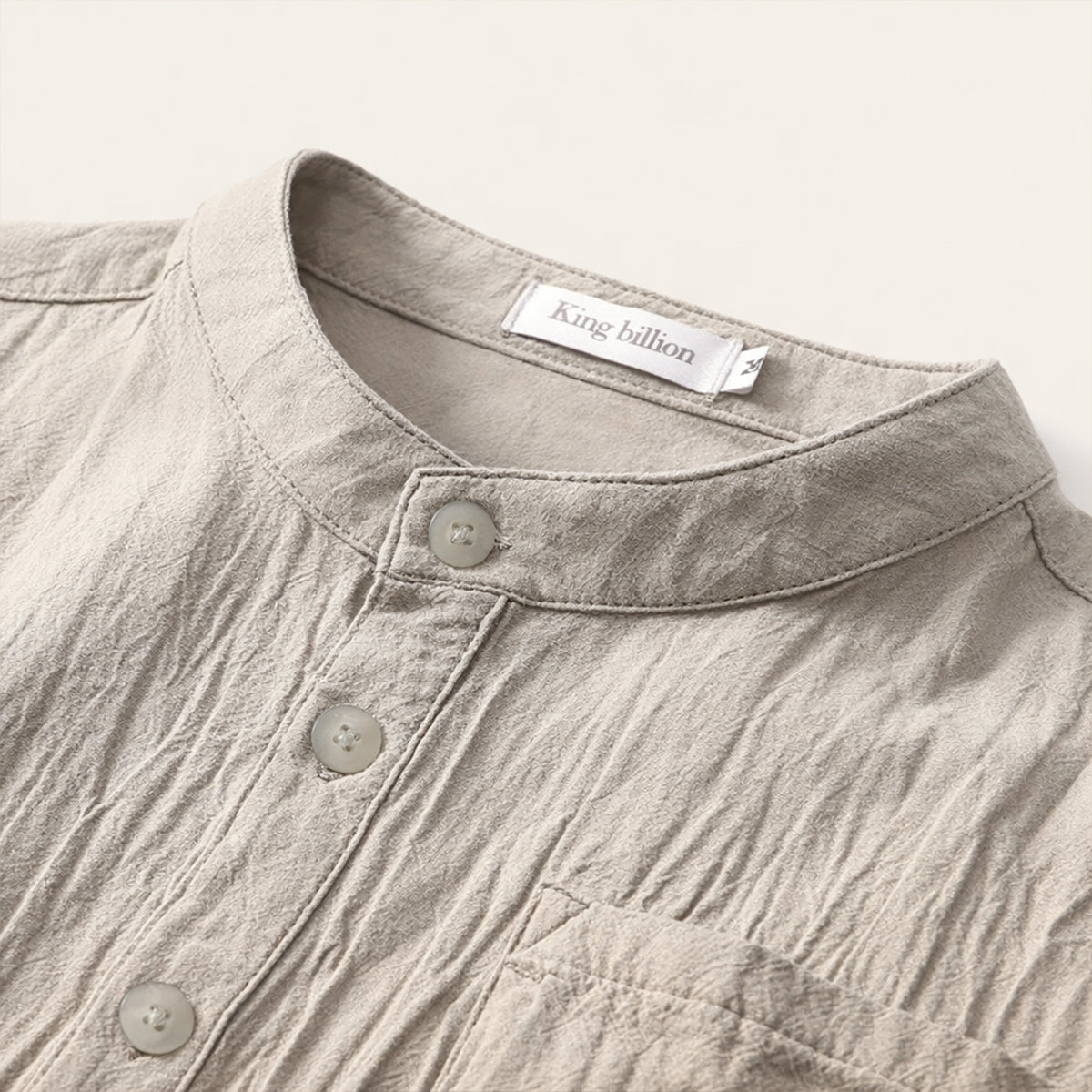 Axel | Men's Henley Shirt Cream Short Sleeve Chest Pocket
