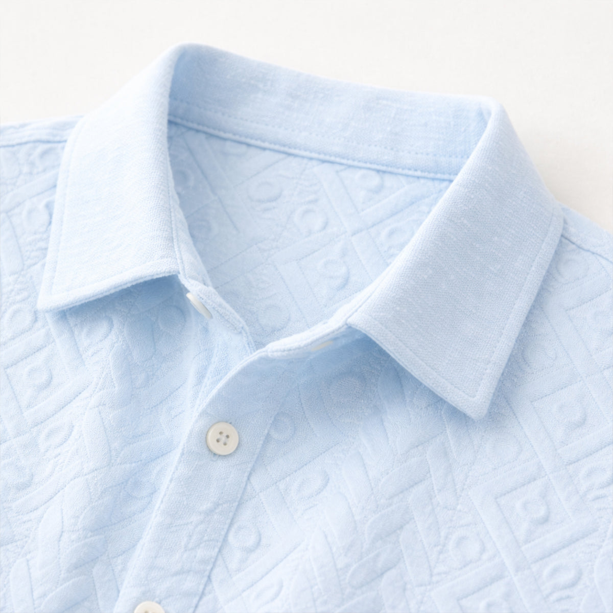 Beau | Men's Lounge Set Light Blue Textured Short Sleeve