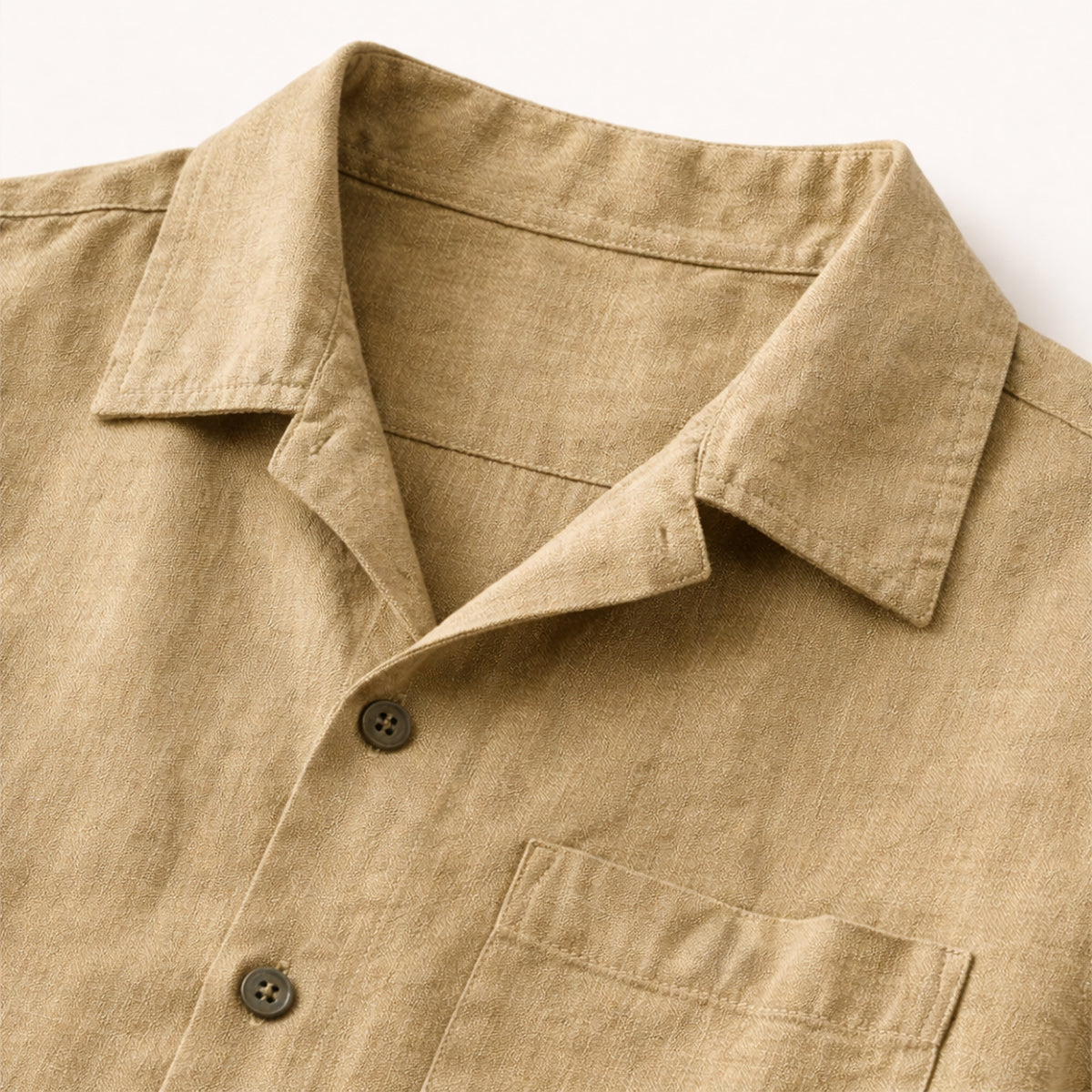 Sage | Men's Linen Shirt Cream Short Sleeve Button Up