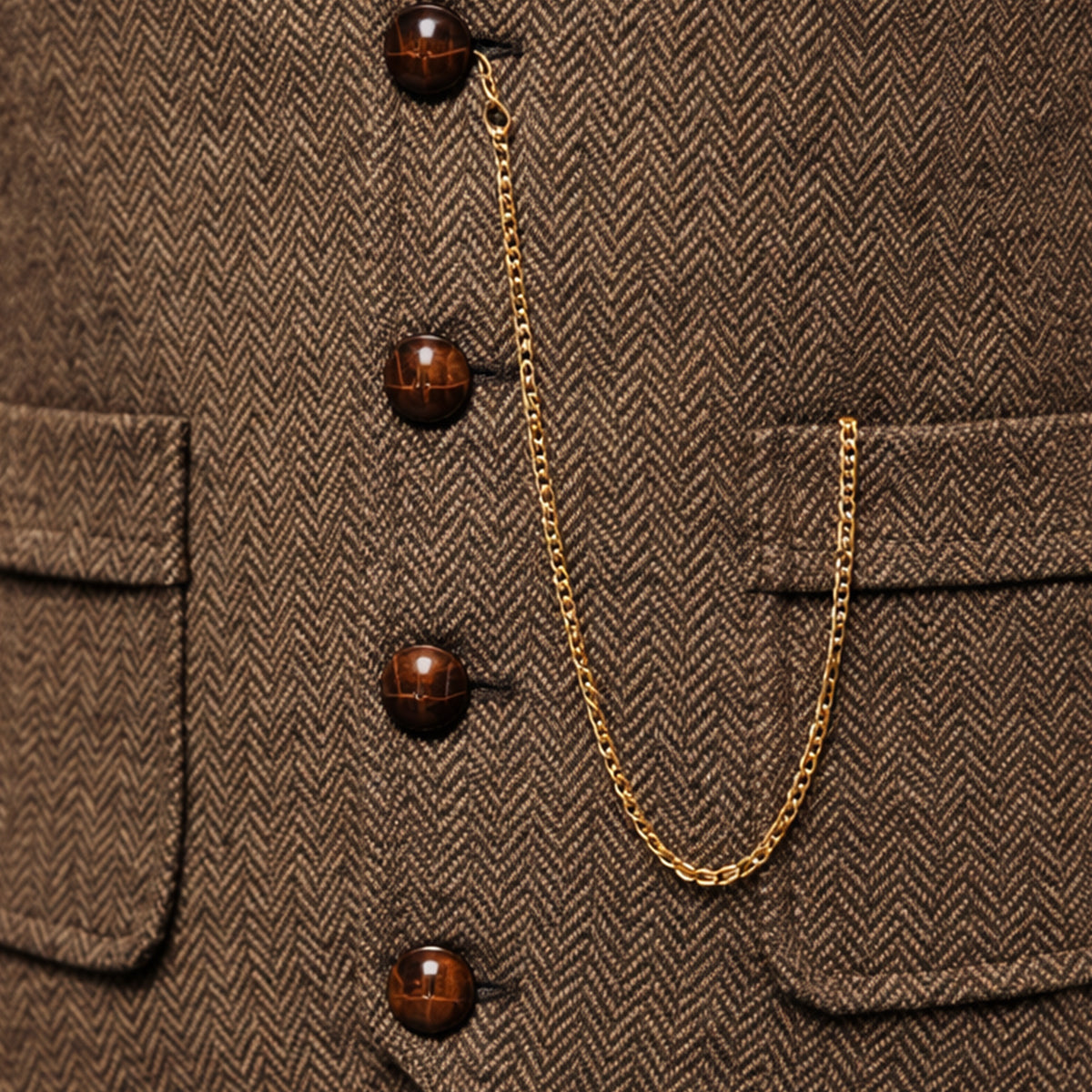 Knox | Men's Suit Vest Gray Double Breasted With Chain