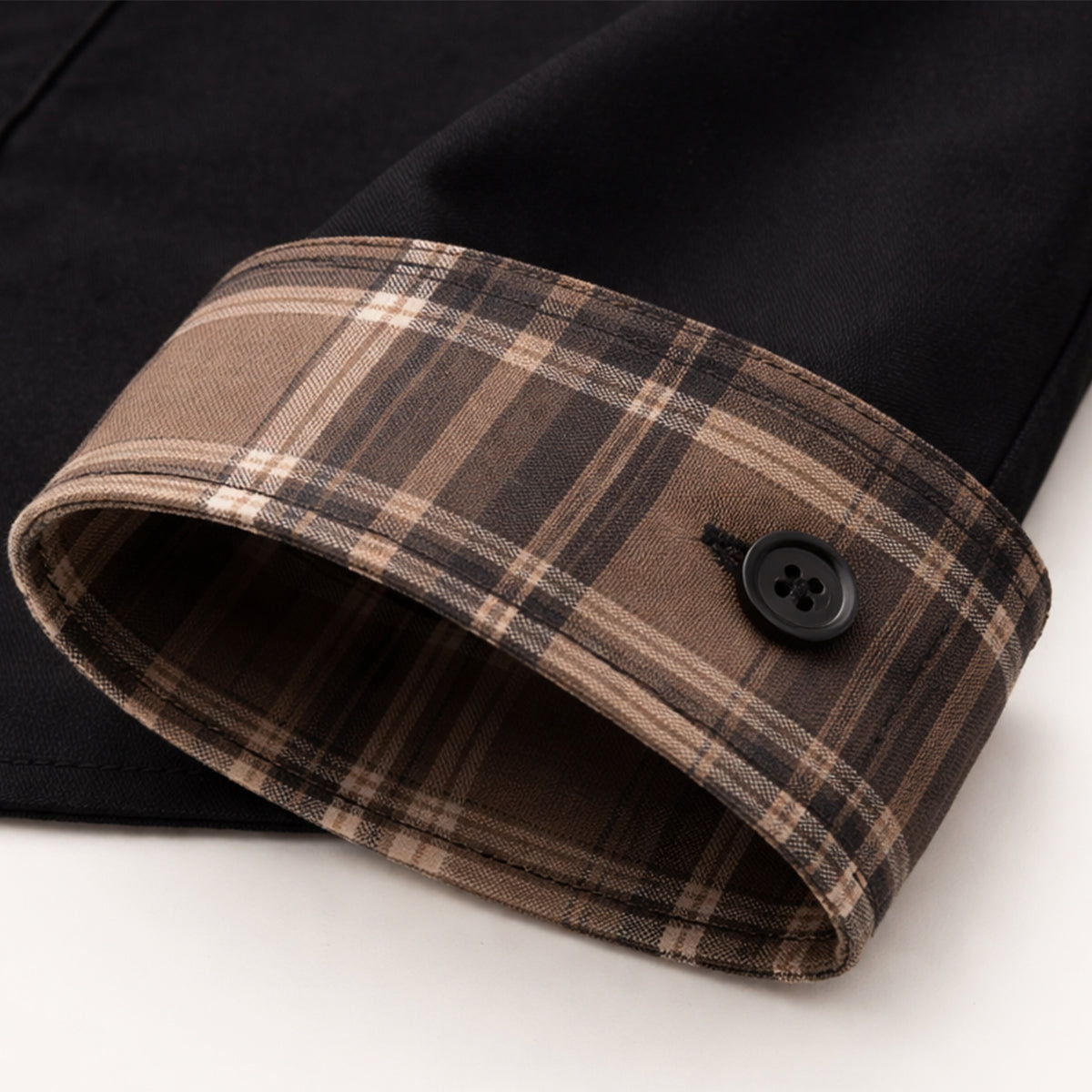 Erik | Men's Button Up Shirt Black Plaid Collar Long Sleeve