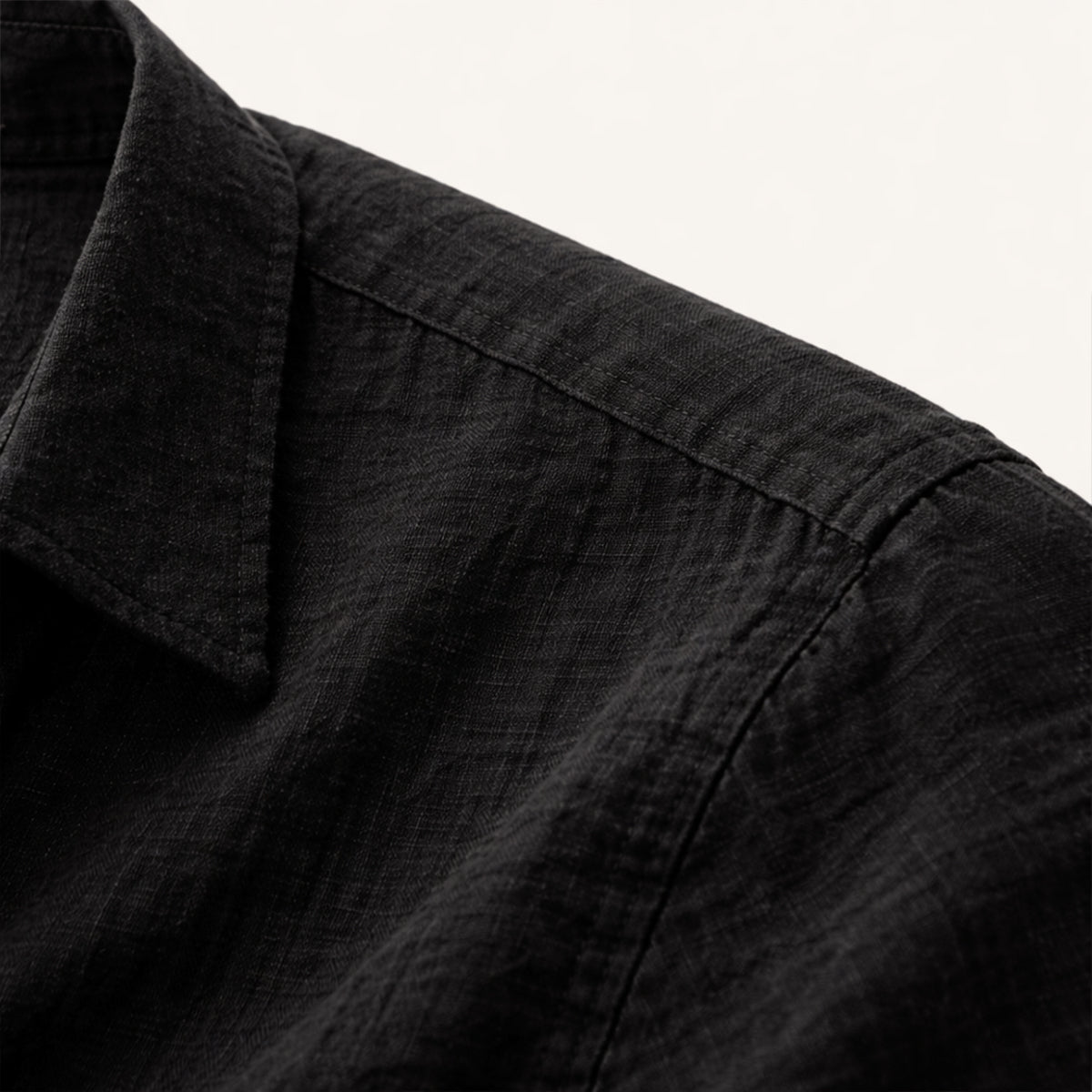 Beau | Men's Casual Linen Button Up Shirt Black
