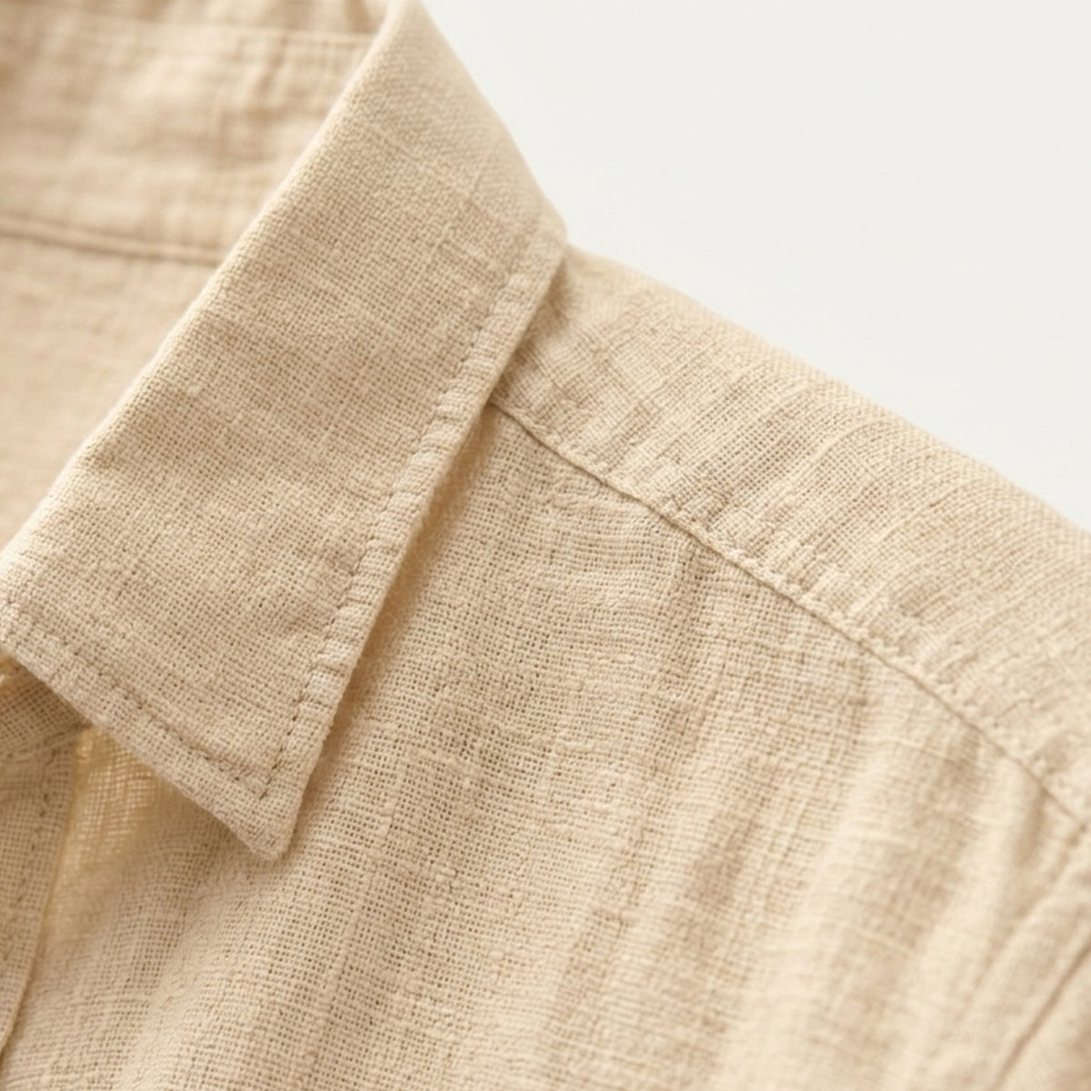 Ezra | Men's Linen Shirt Cream Long Sleeve Button Up