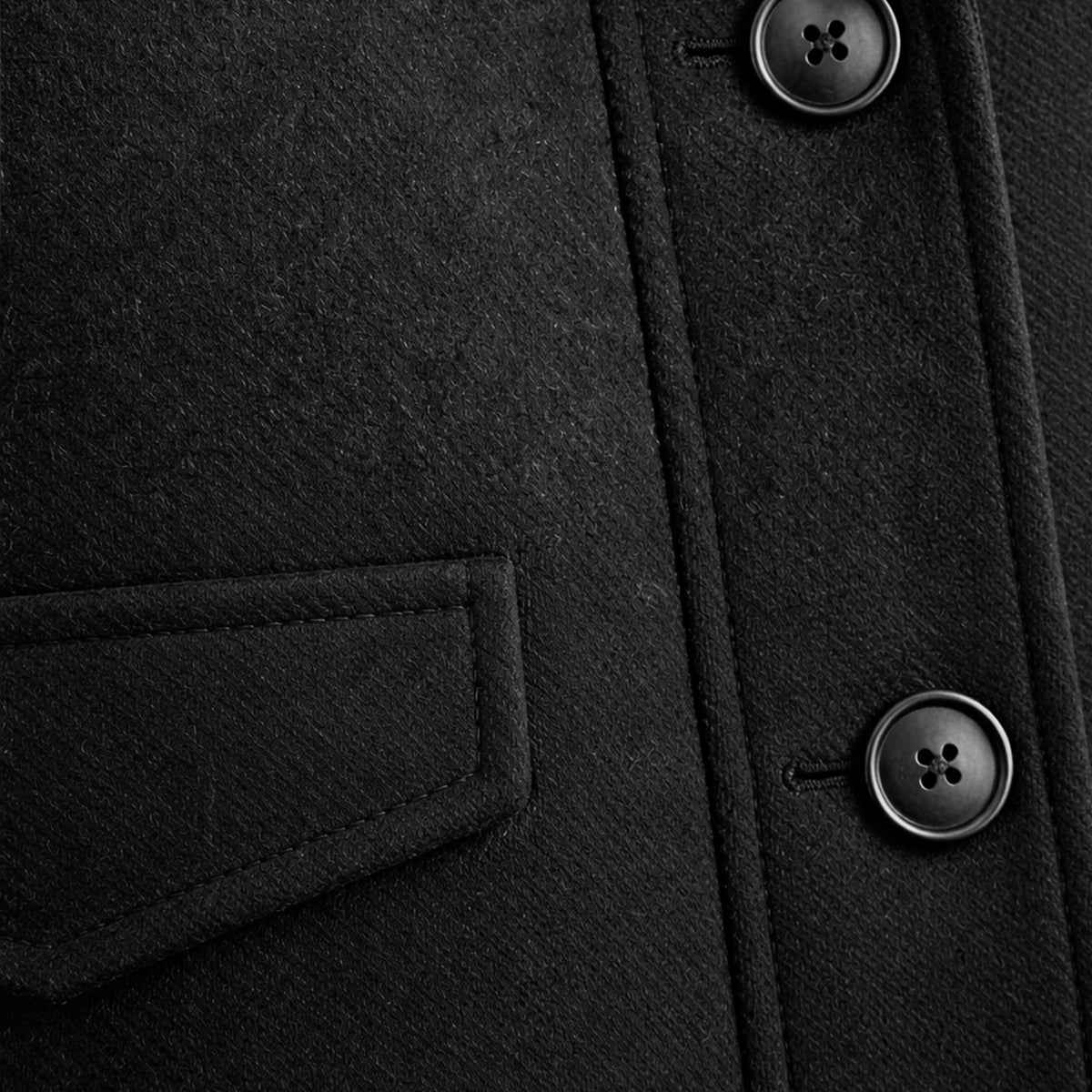 Wyatt | Men's Wool Blend Overcoat Black Button Closure