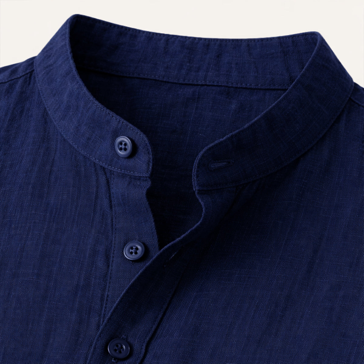 Jasper | Men's Linen Set Navy Long Sleeve Shirt Drawstring Pants