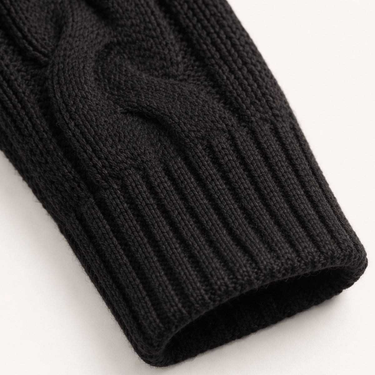 Axel | Men's Cable Knit Cardigan Black Shawl Collar Button Up