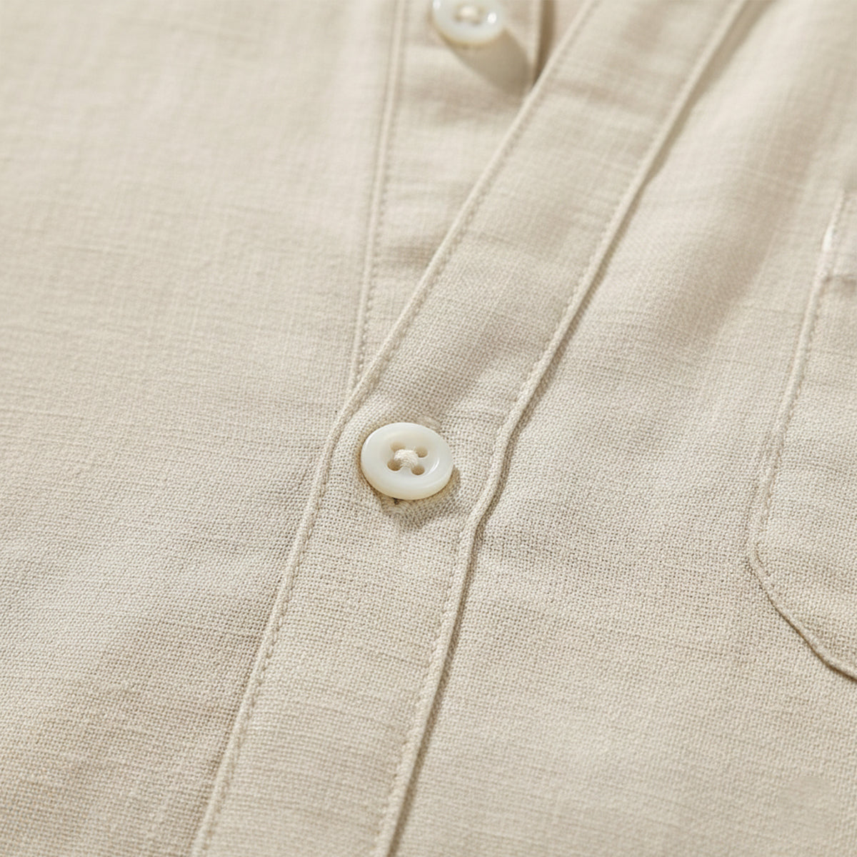 Bram | Men's Linen Shirt Cream Long Sleeve Button Up