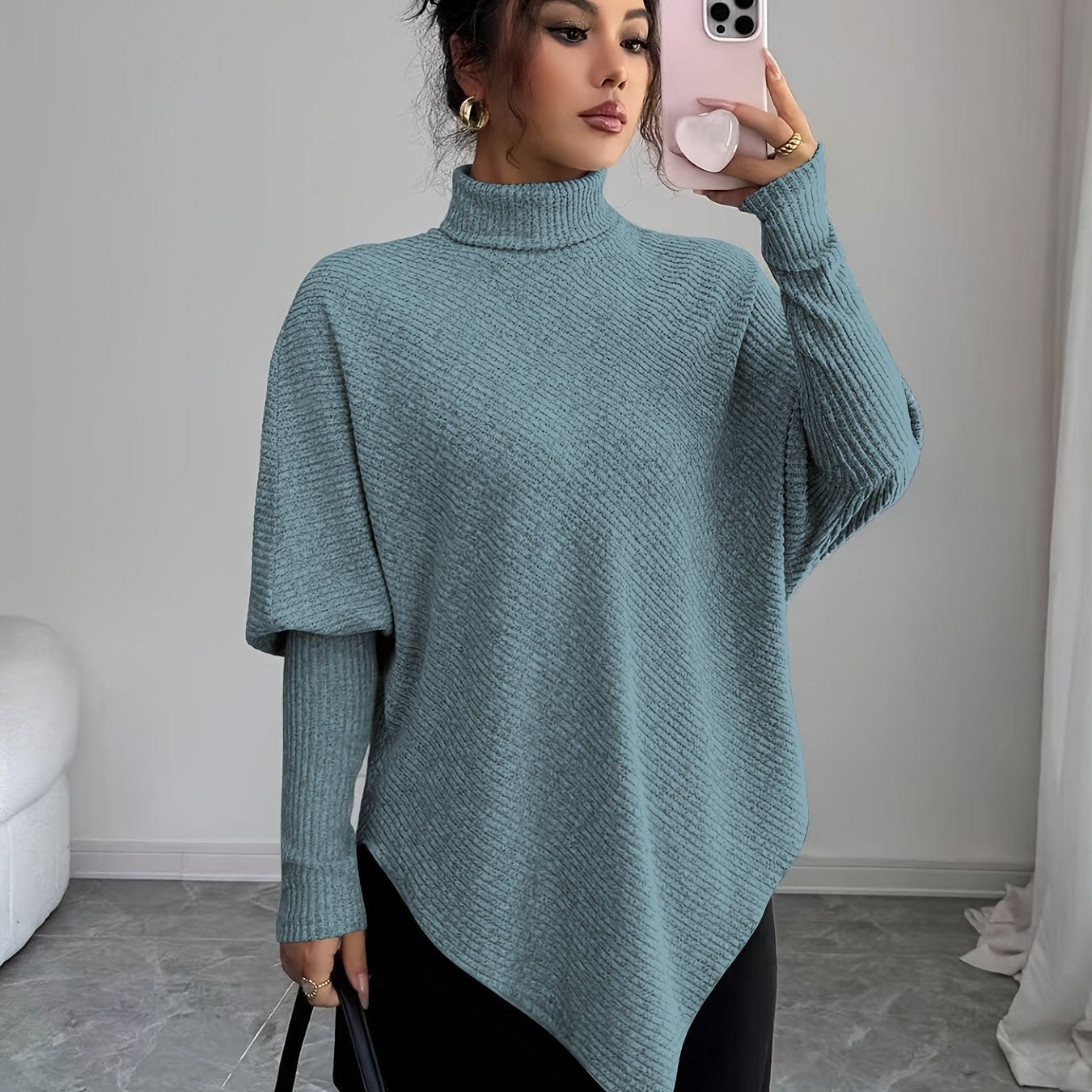 Stella | Women's Oversized Turtleneck Sweater Brown