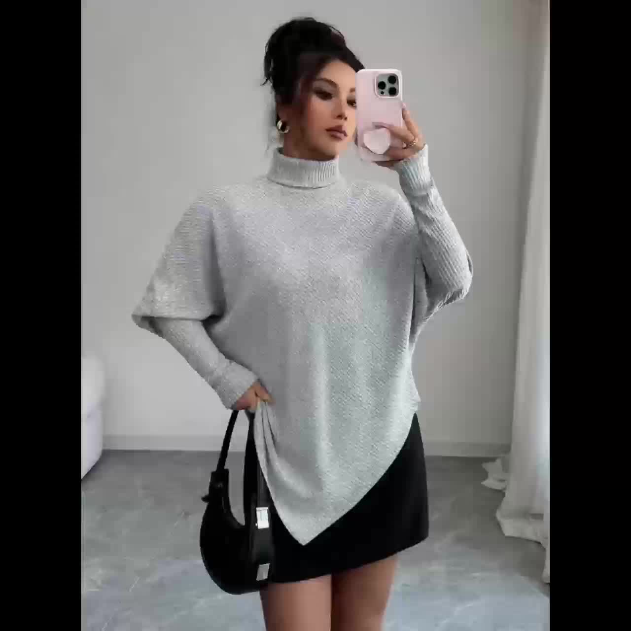 Stella | Women's Oversized Turtleneck Sweater Brown