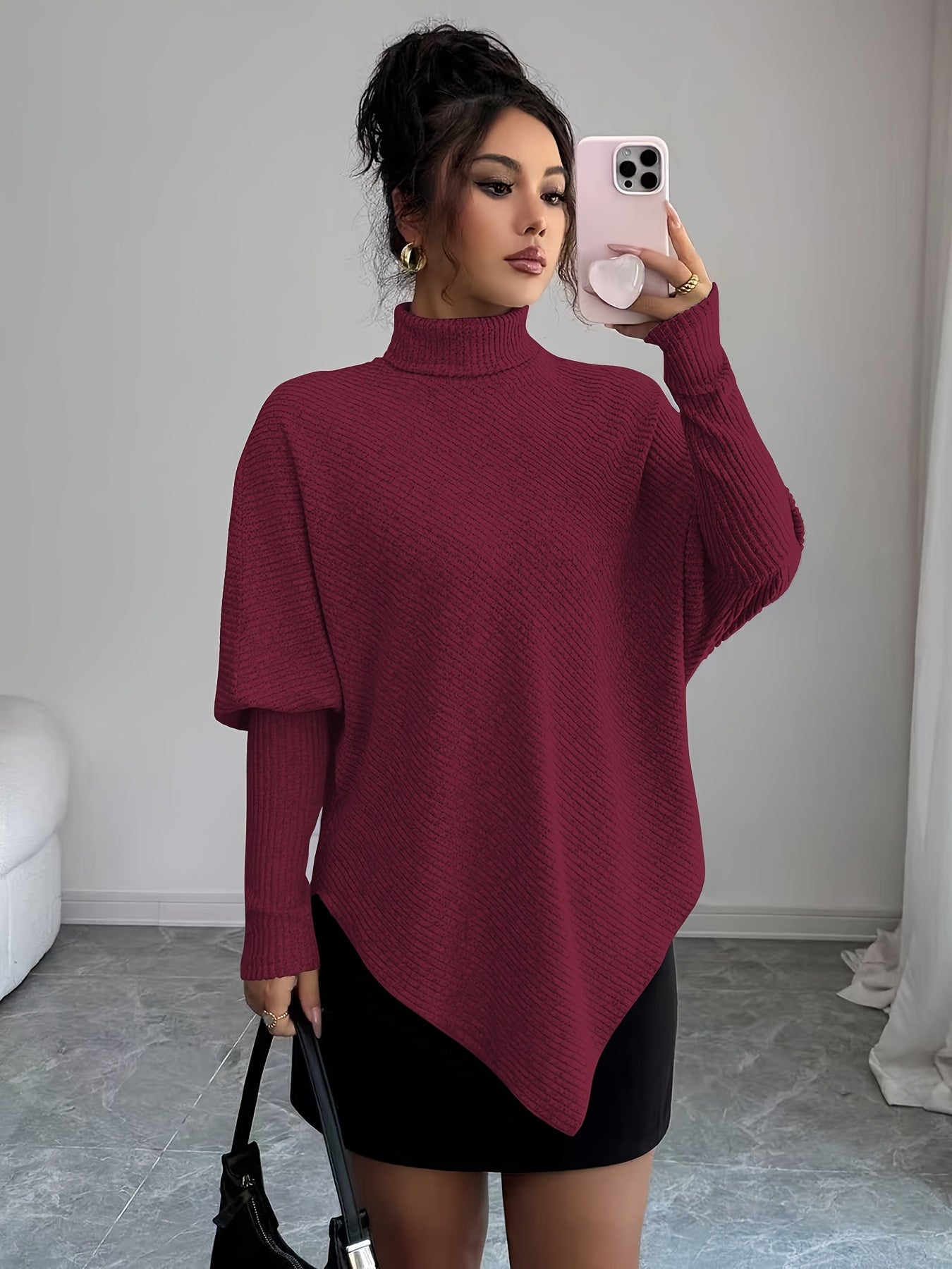 Stella | Women's Oversized Turtleneck Sweater Brown