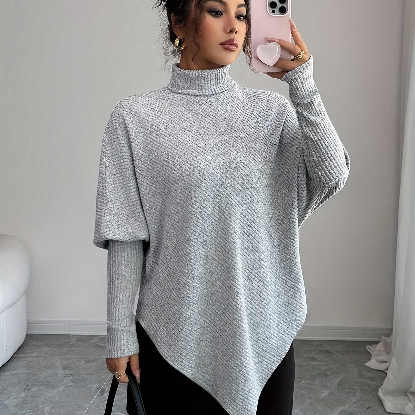 Stella | Women's Oversized Turtleneck Sweater Brown
