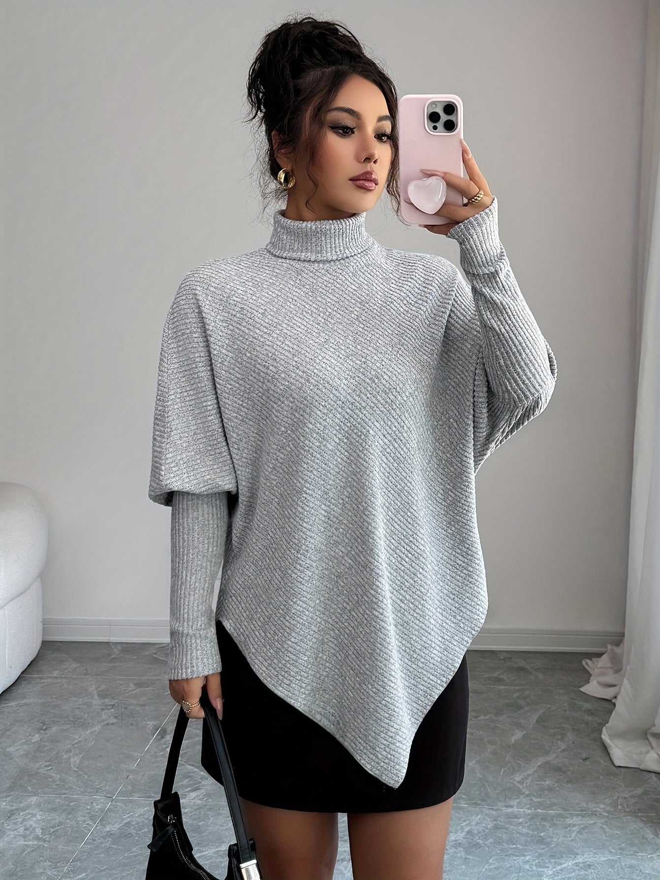 Stella | Women's Oversized Turtleneck Sweater Brown