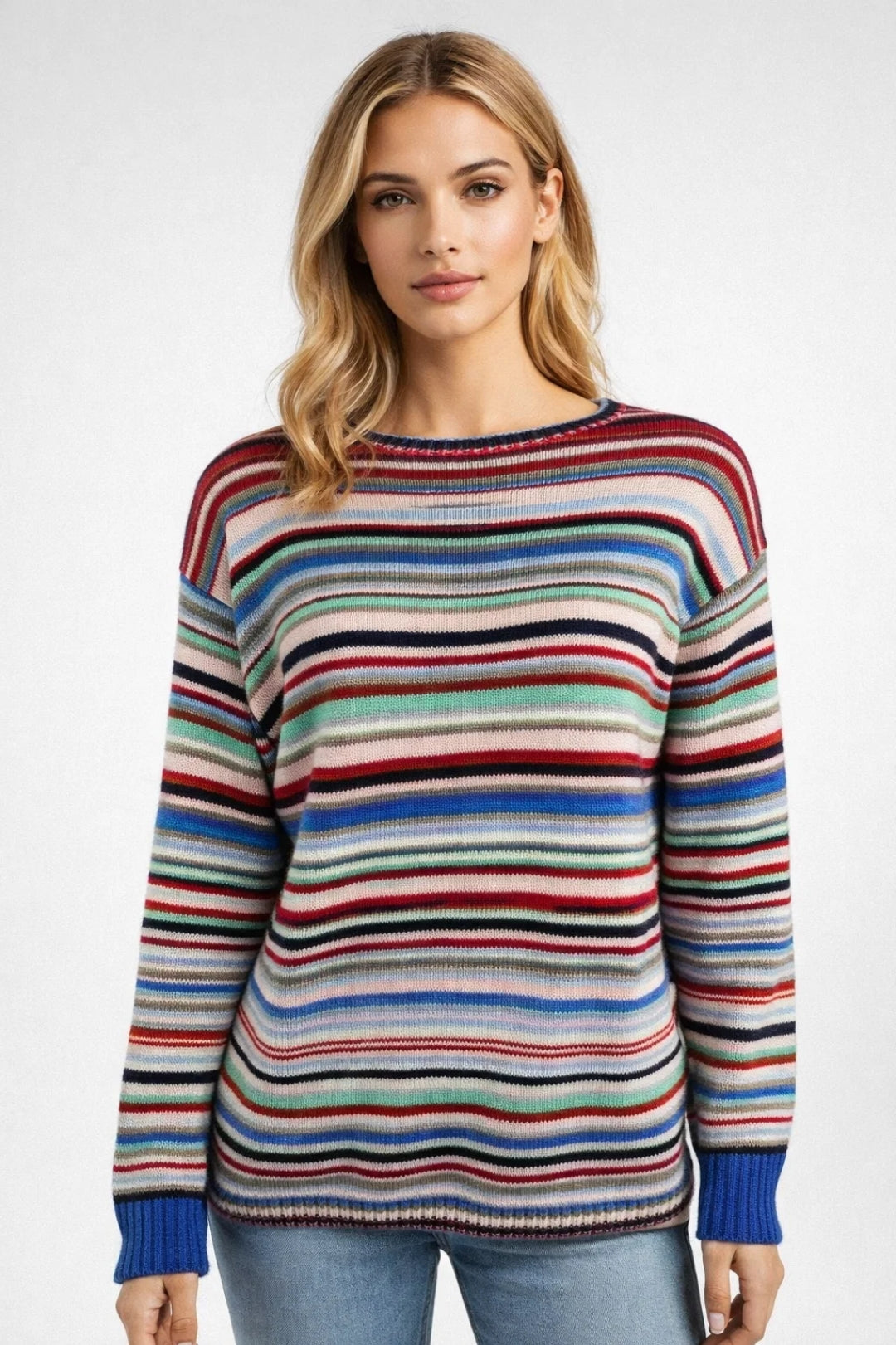 Thea | Women's Striped Crew Neck Sweater Multicolor
