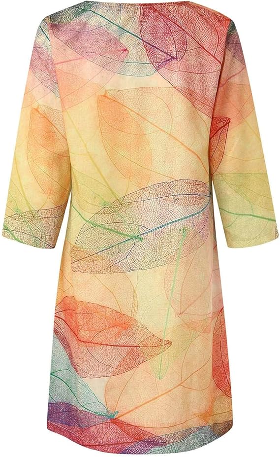 Alma | Women's Boho Print Midi Dress Multicolor Leaf