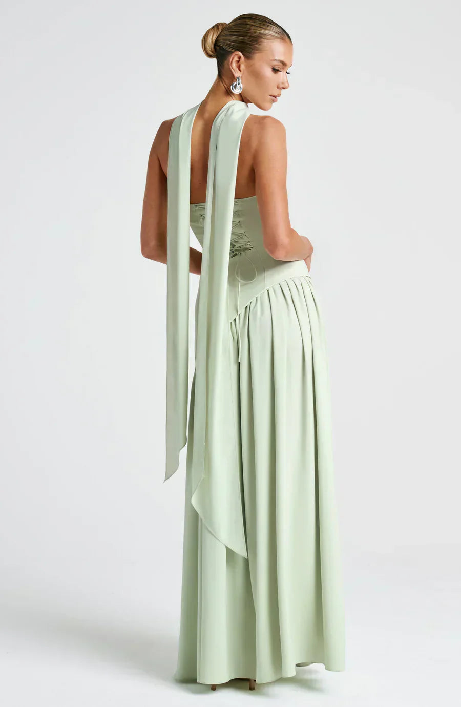 Maeve | Women's Strapless Halter Maxi Dress Cream High Slit
