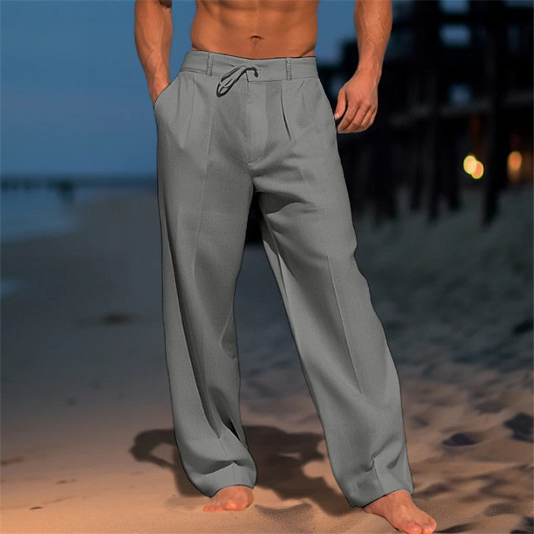 Axel | Men's Linen Pants White Drawstring Relaxed Fit
